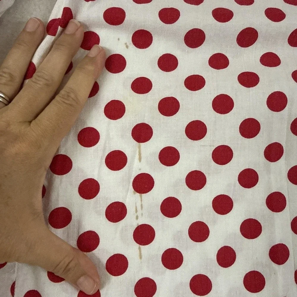 Vtg Handmade Clown Suit Polka Dot Costume Cone Hat Ruffled Collar Red White Flaw